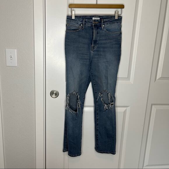 Good American Good Vintage Distressed Straight Leg High Rise Jeans Size 26 - Picture 2 of 7